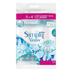 ژیلت زنانه سیمپلی وینوس Simply Venus دو تیغه ۱۲ عددی