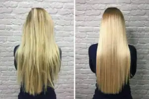 امبرشات، موهای بلند و صاف رنگ شده با بدون آسیب و سلامت، قبل و بعد از درمان کراتین و لایتنینگ، مشاهده این تفاوت جذاب در حالت موهای افراد، زیبایی طبیعی با درخشندگی براق.