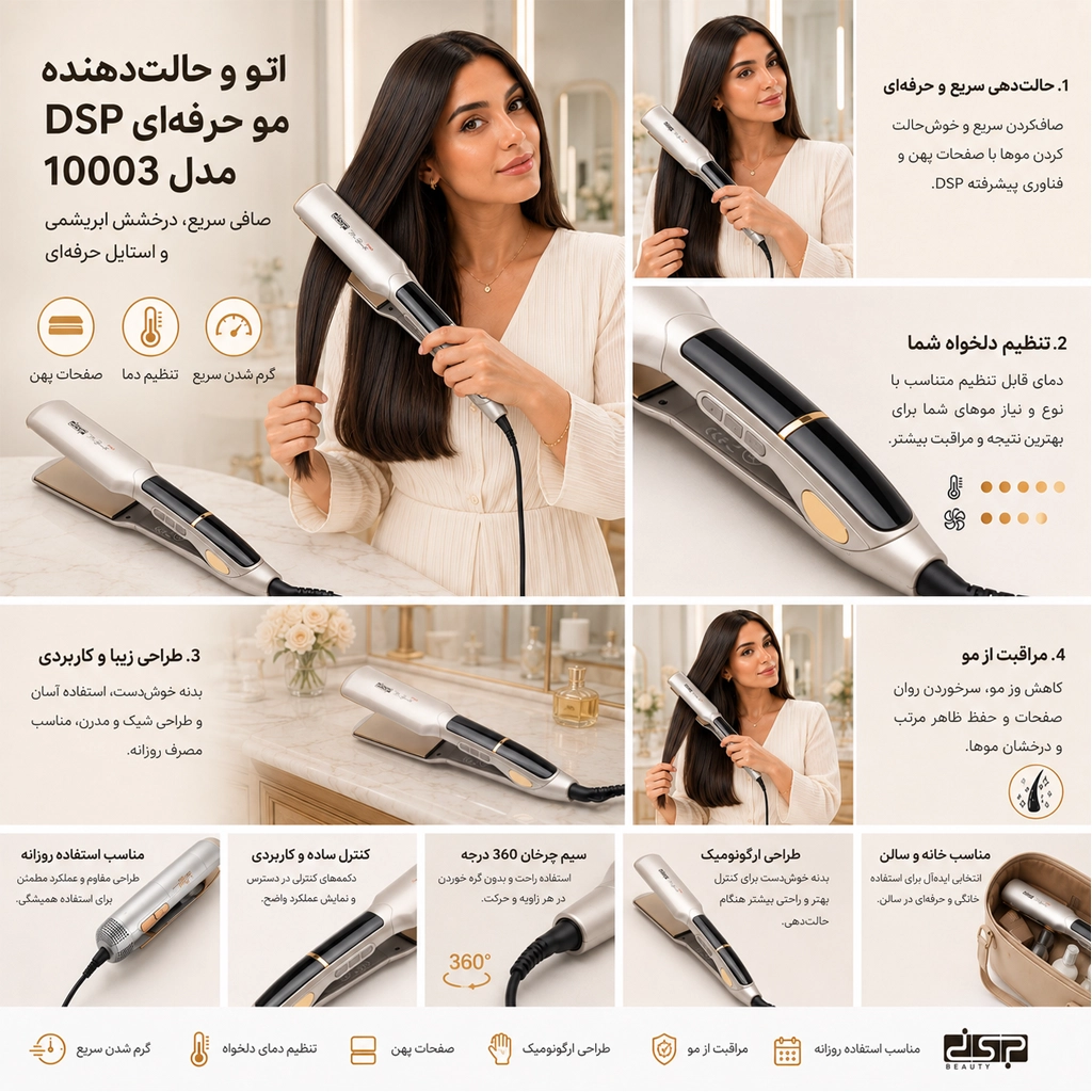اتو و حالت‌دهنده مو DSP مدل 10003