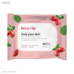 دستمال مرطوب پاک کننده آرایش Rose Hip صورت بیول