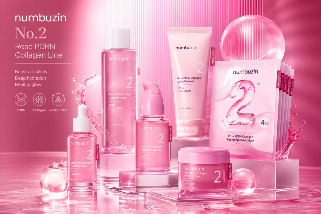 سرم ژل کلاژن رز PDRN نامبوزین شماره 2 Numbuzin No.2 Rose PDRN Collagen 2X Plumping Serum