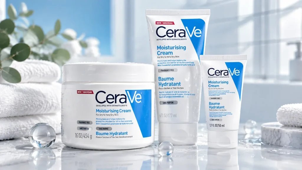کرم مرطوب کننده و آبرسان سراوی پوست خشک و خیلی خشک CeraVe Moisturizing Cream حجم 454 گرم؛ آبرسانی عمیق و تقویت سد دفاعی پوست