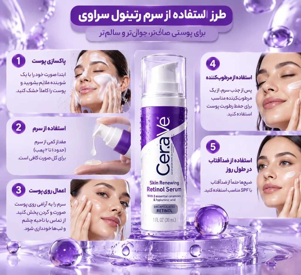 سرم رتینول ضد چروک و جوانساز سراوی CeraVe Skin Renewing Retinol Serum حجم ۳۰ میل