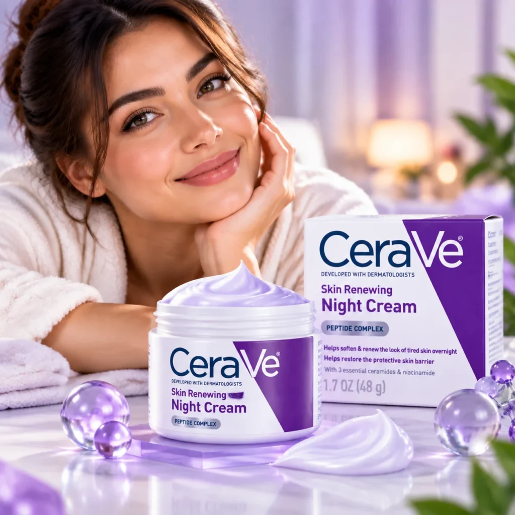 کرم شب بازسازی‌کننده سراوی Skin Renewing Night Cream حجم 48 گرم | آبرسان، ترمیم‌کننده و جوانساز پوست