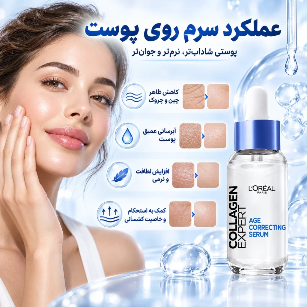 سرم ضد چروک و جوانساز لورآل Collagen Expert آبرسان، سفت‌کننده و افزایش‌دهنده خاصیت کشسانی پوست