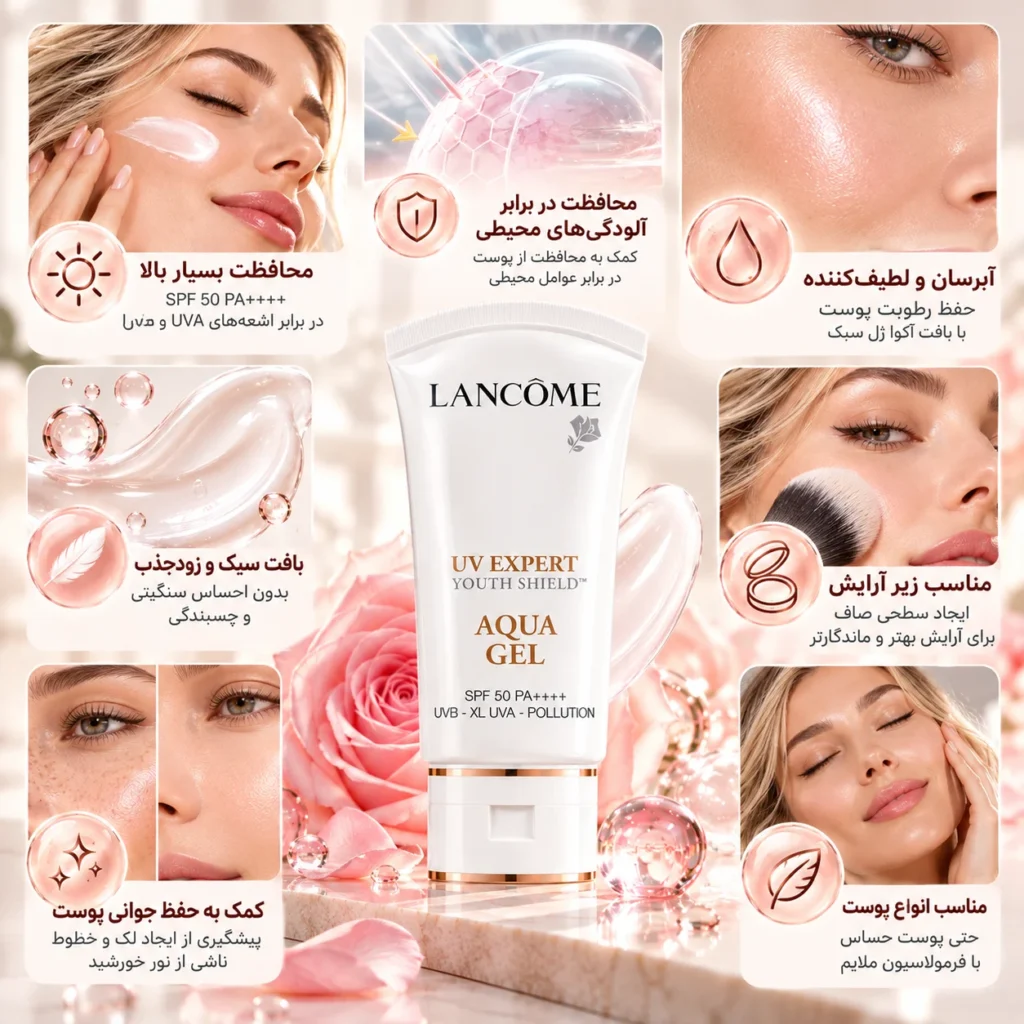 کرم ضد آفتاب آکوا ژل لانکوم UV Expert Youth Shield Aqua Gel SPF50 PA
