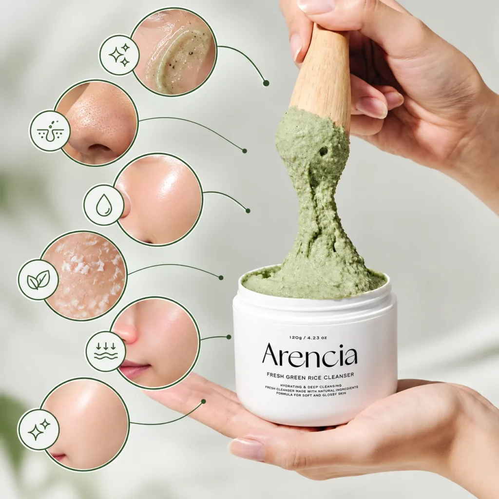 پاک کننده عمقی موچی برنج و چای سبز آرنسیا 120 گرم | Arencia Fresh Green Rice Mochi Cleanser