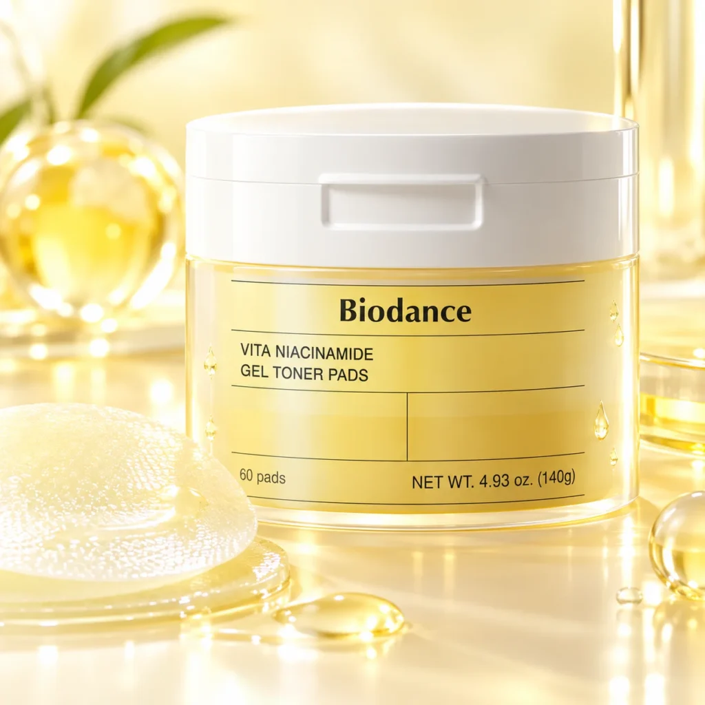 ژل تونر پد ویتا نیاسینامید ضد لک و روشن‌کننده بایودنس ۶۰ عددی | Biodance Vita Niacinamide Gel Toner Pads