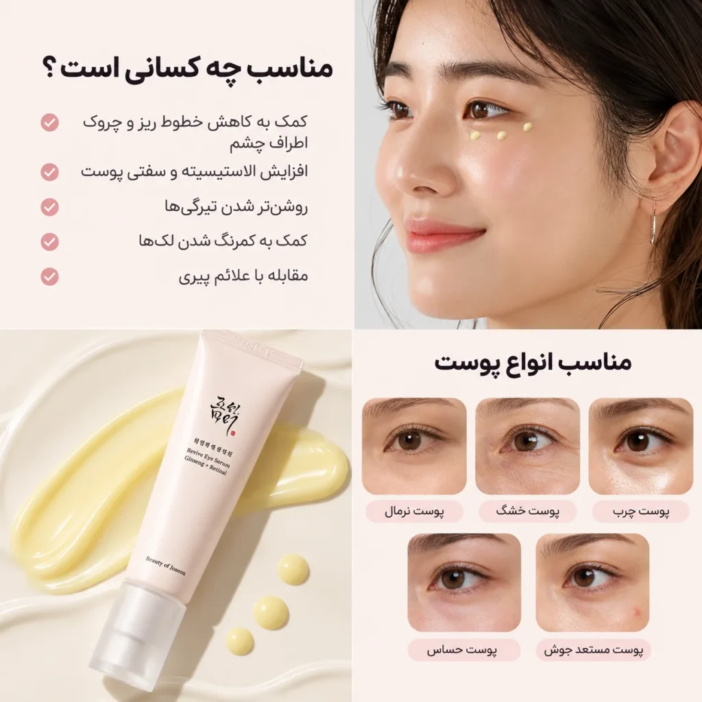 سرم دور چشم جینسینگ و رتینال بیوتی آف جوسان Beauty of Joseon Revive Eye Serum: Ginseng + Retinal 30ml