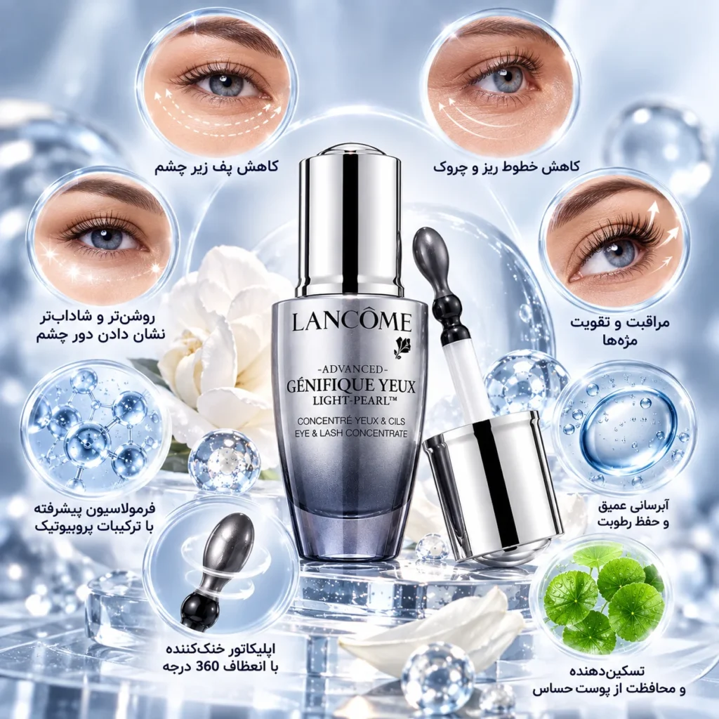 سرم دور چشم و مژه لانکوم Advanced Génifique Yeux Light-Pearl حجم 20 میلی‌لیتر