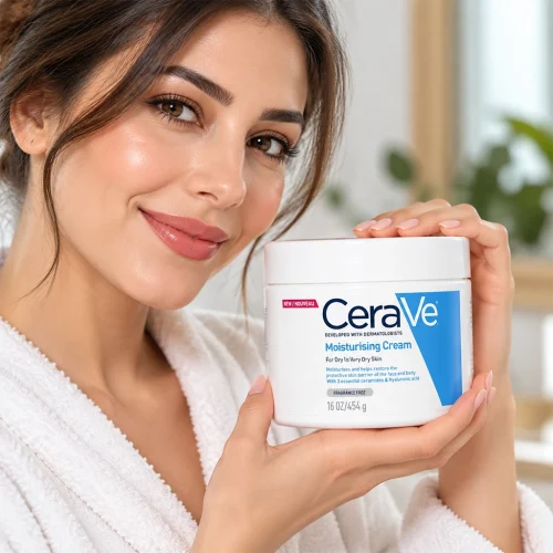 کرم مرطوب کننده و آبرسان سراوی پوست خشک و خیلی خشک CeraVe Moisturizing Cream حجم 454 گرم؛ آبرسانی عمیق و تقویت سد دفاعی پوست
