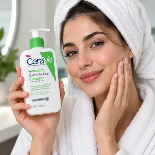 شوینده کرم به فوم آبرسان سراوی CeraVe Hydrating Cream-to-Foam Cleanser مناسب پوست نرمال تا خشک حجم 236 میل