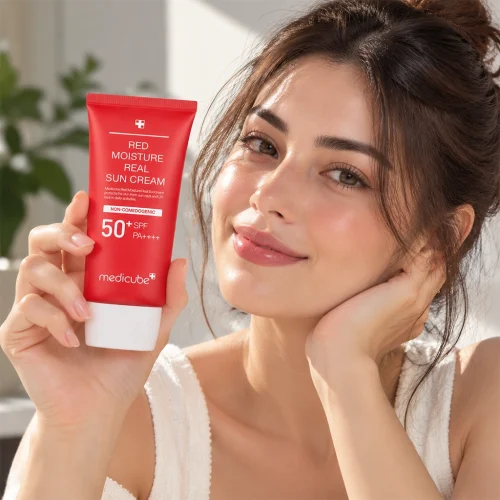 کرم ضد آفتاب مرطوب کننده مدی‌کیوب MEDICUBE RED MOISTURE REAL SUN CREAM SPF50+ PA++++